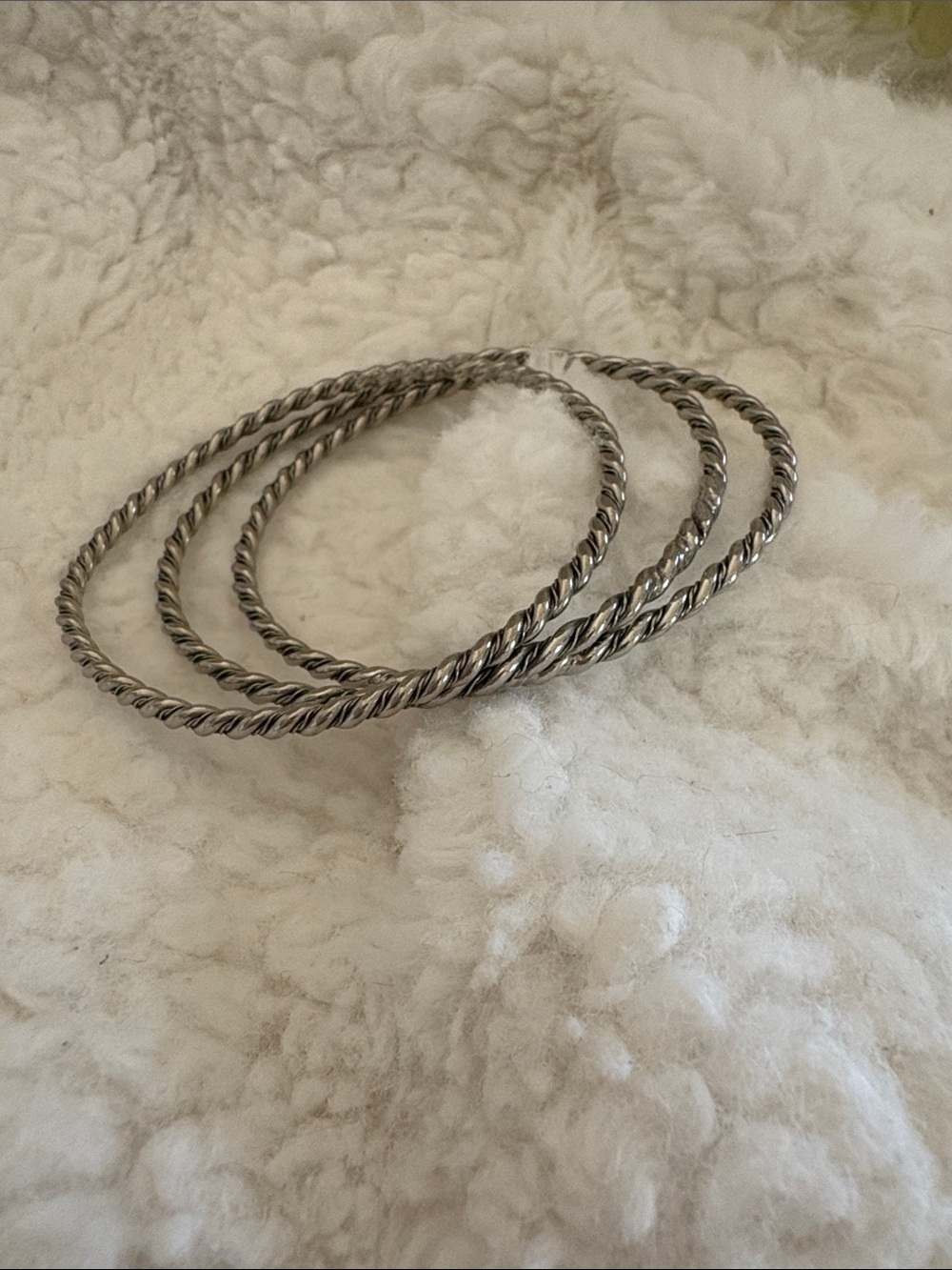 Twisted Silver-Tone Bangle Set - 3 Pack